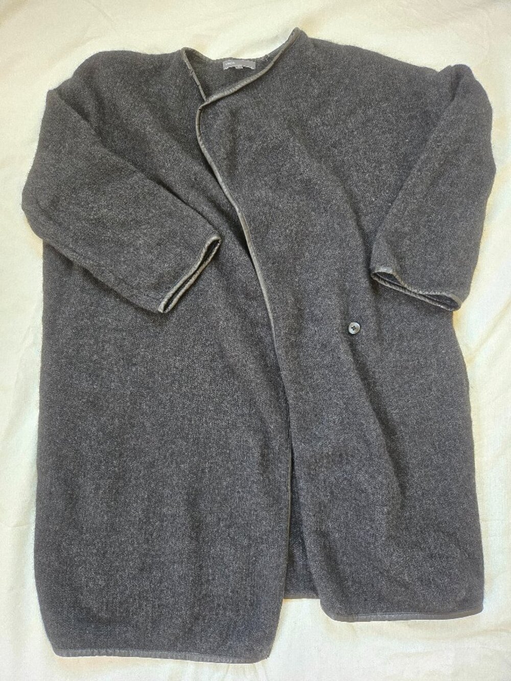 Vince Wool Yak Alpaca Cashmere Oversized Cardigan Coatigan S Charcoal
